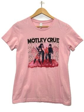 Motley Crew Pink Graphic Band Tee Womens Size M Short Sleeve Crew Cotton T-Shirt